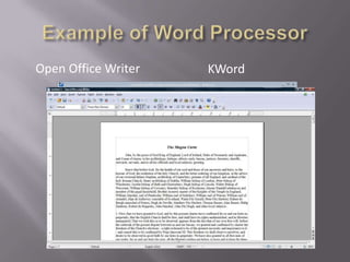 Open Office Writer   KWord
 