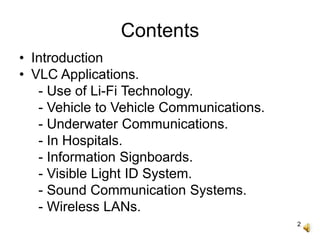 Applications of visible light communication PPT
