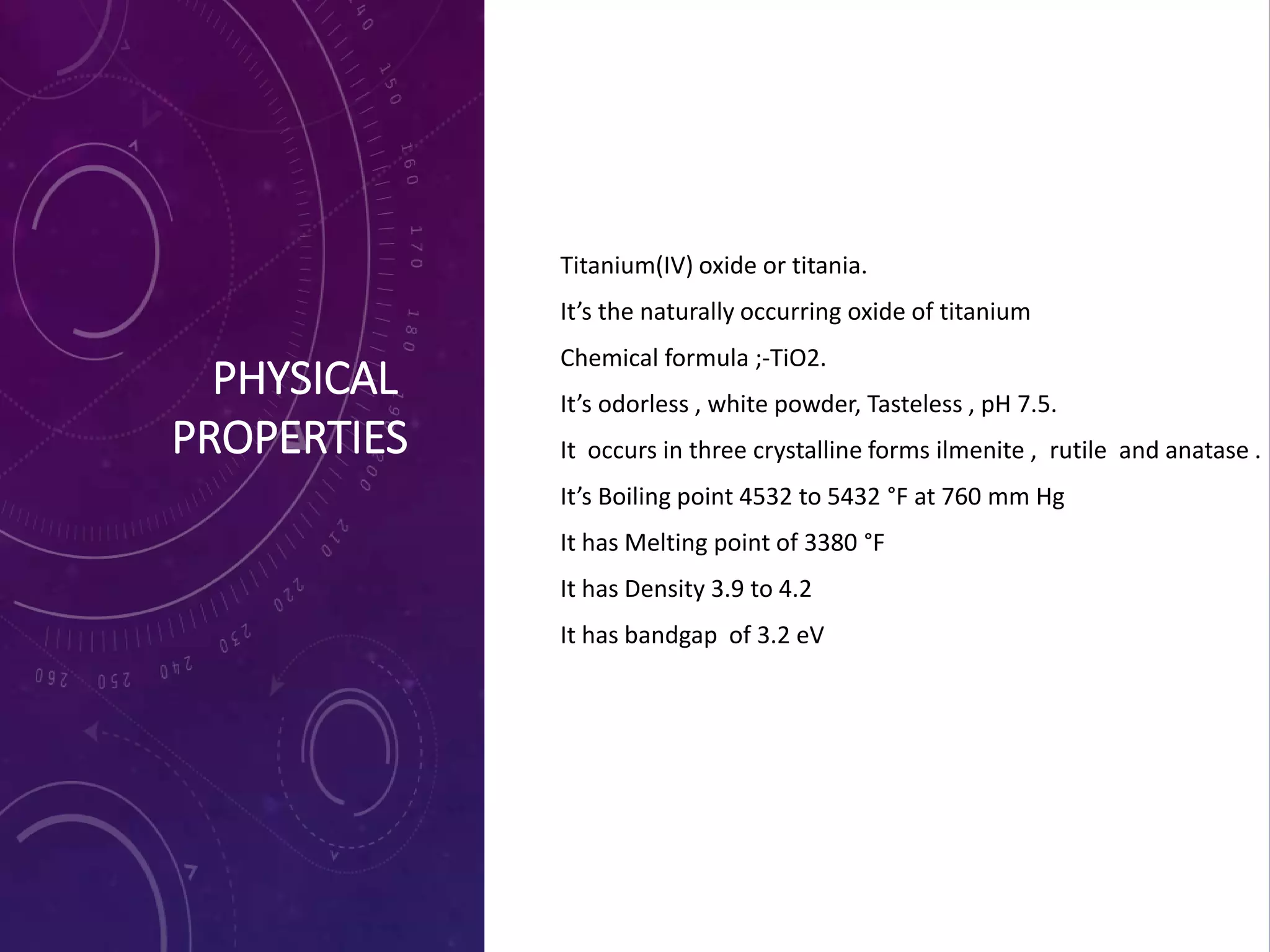 Applicatuion and syntheis of tio2 project | PPTX