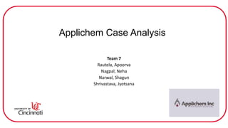 Applichem Case Analysis
Team 7
Rautela, Apoorva
Nagpal, Neha
Narwal, Shagun
Shrivastava, Jyotsana
 