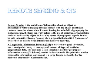 Application of Remote Sensing & GIS in Disaster Management | PPTX