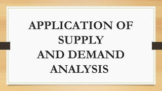 APPLICATION OF
SUPPLY
AND DEMAND
ANALYSIS
 