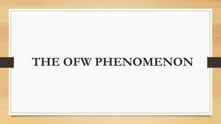 THE OFW PHENOMENON
 