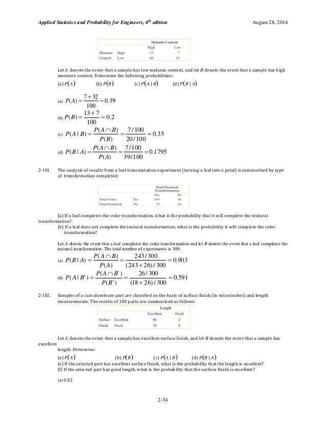 Applied Statistics and Probability for Engineers 6th