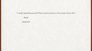 I really loved Rosamund Pikes performance in the movie Gone Girl
liked
despised
 