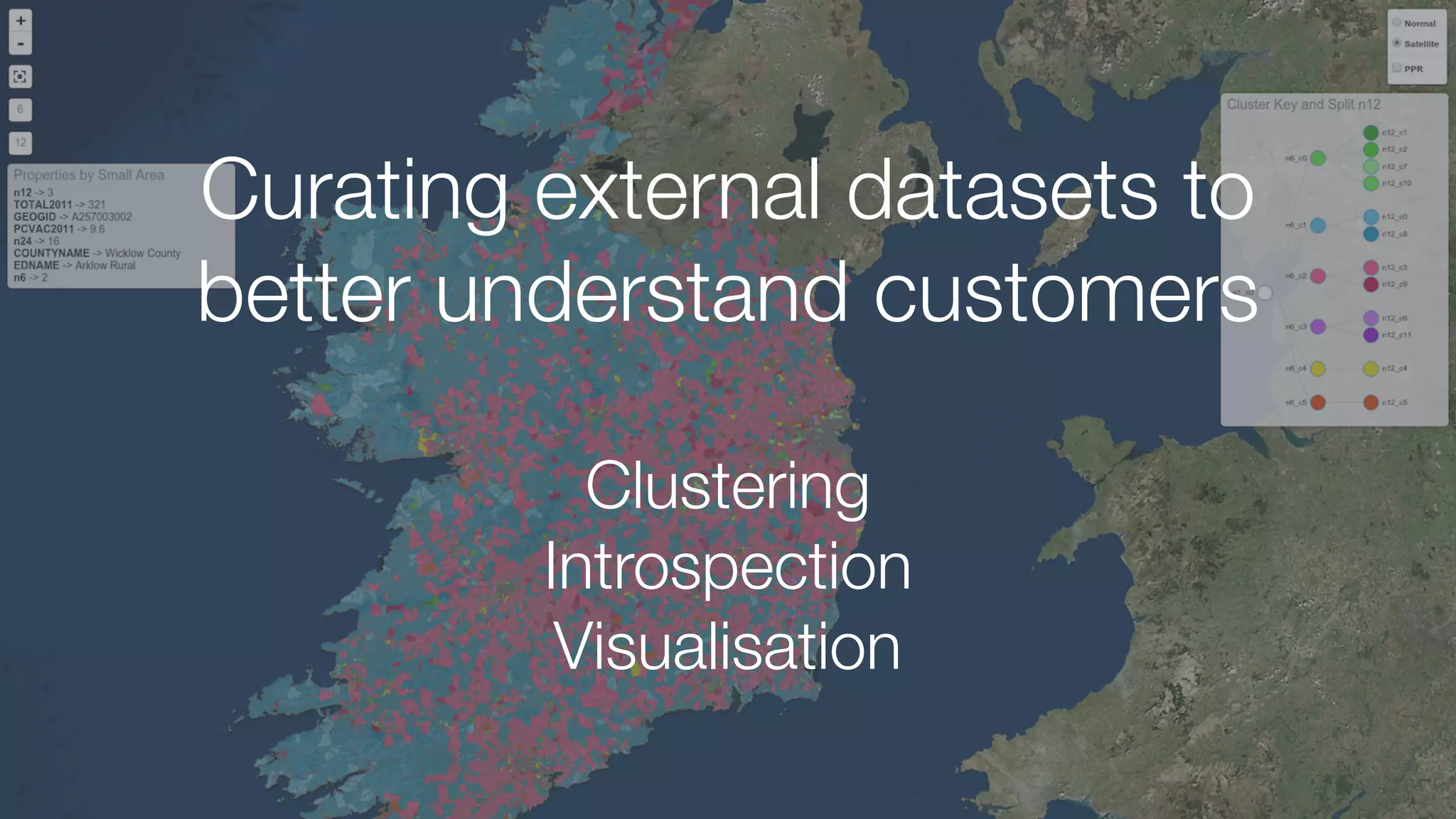 Curating external datasets to
better understand customers
Clustering
Introspection
Visualisation
 