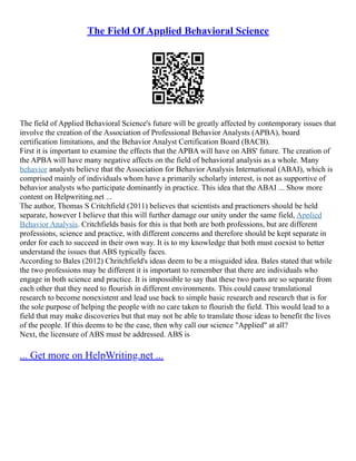 Applied Behavior Analysis Examples | PDF