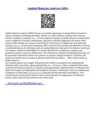 Example Client Aba Applied Behavior Analysis Examples | PDF