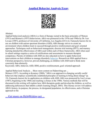 Applied Behavior Analysis Examples | PDF