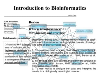 Introduction to Bioinformatics
 