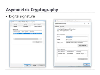 Asymmetric Cryptography
§  Digital signature
 