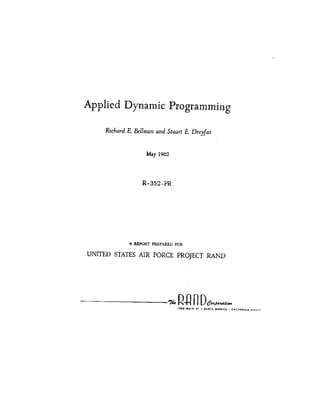 Applied Dynamic Programming by Richard Bellman and Stuart Dreyfus