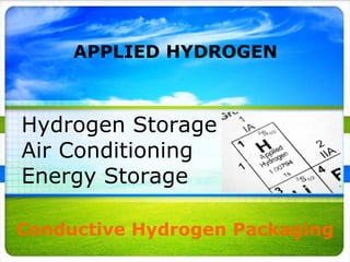 APPLIED HYDROGEN Conductive Hydrogen Packaging Hydrogen Storage Air Conditioning Energy Storage 