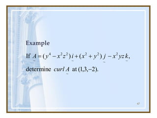 67
Example
.
)
2
,
3
,
1
(
at
determine
,
)
(
)
(
If
~
~
2
~
2
2
~
2
2
4
~
-
-
+
+
-
=
A
curl
k
yz
x
j
y
x
i
z
x
y
A
 