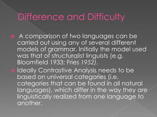 Applied linguistic: Contrastive Analysis | PPTX
