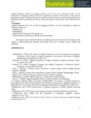 APPLIED LINGUISTICS IMPACT ON LANGUAGE TEACHERS | PDF