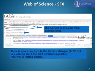 There is also a link here to the library catalogue (ALEPH) if
you want to see if the print version is available.
Also link to related articles.
The full text is available from
ScienceDirect
29
 
