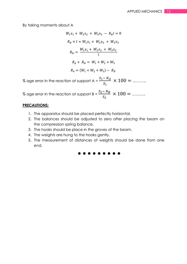 Applied mechanics lab manual PDF