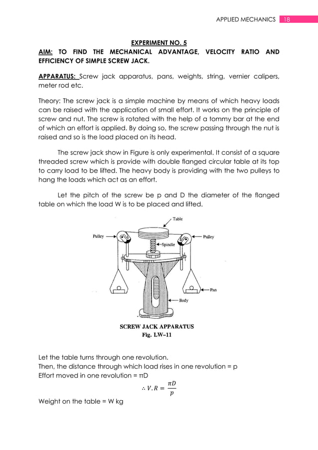 Applied mechanics lab manual PDF