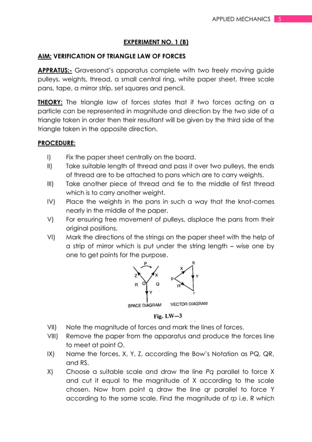 Applied mechanics lab manual PDF