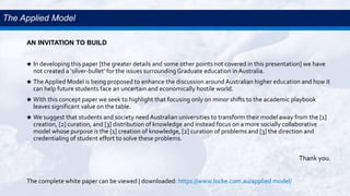 The Applied Model - A new model for a new era of Graduate Education | PPTX
