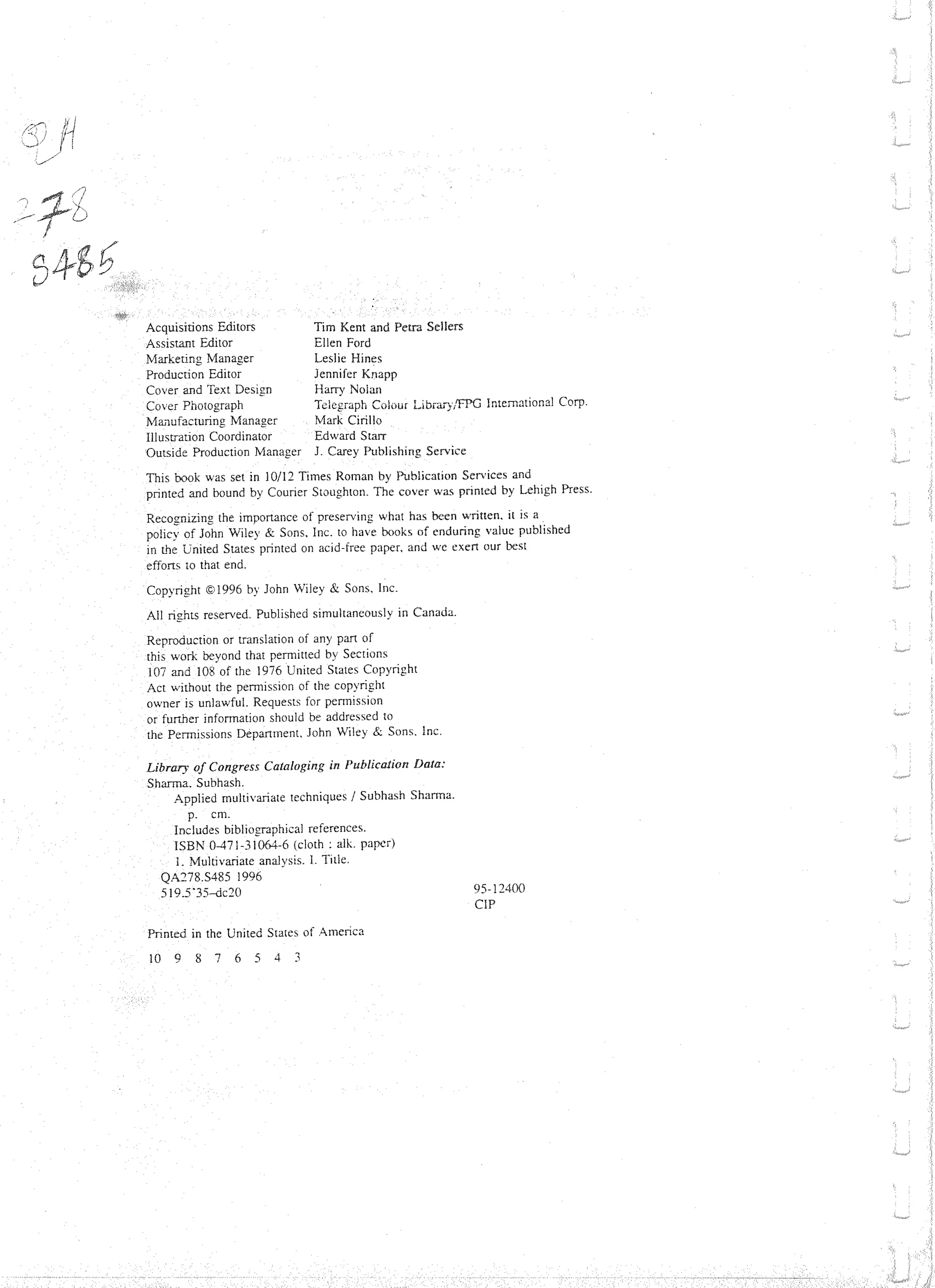 Applied Multivariate Techniques