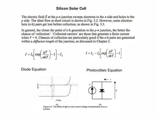 57
Diode Equation Photovoltaic Equation
Silicon Solar Cell
 