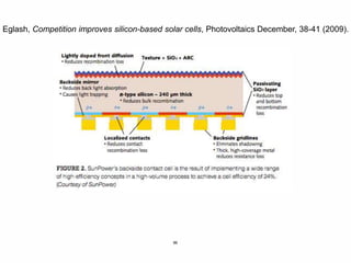 86
Eglash, Competition improves silicon-based solar cells, Photovoltaics December, 38-41 (2009).
 