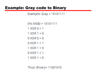 Example: Gray code to Binary

 