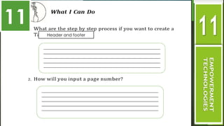 Header and footer
11
 