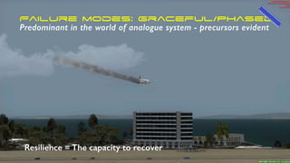 Resilience = The capacity to recover
Failure modes: Graceful/Phased
Predominant in the world of analogue system - precursors evident
 