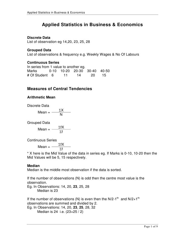 applied statistics in business applied statistics