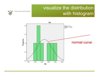 normal curve
visualize the distribution
with histogram
 