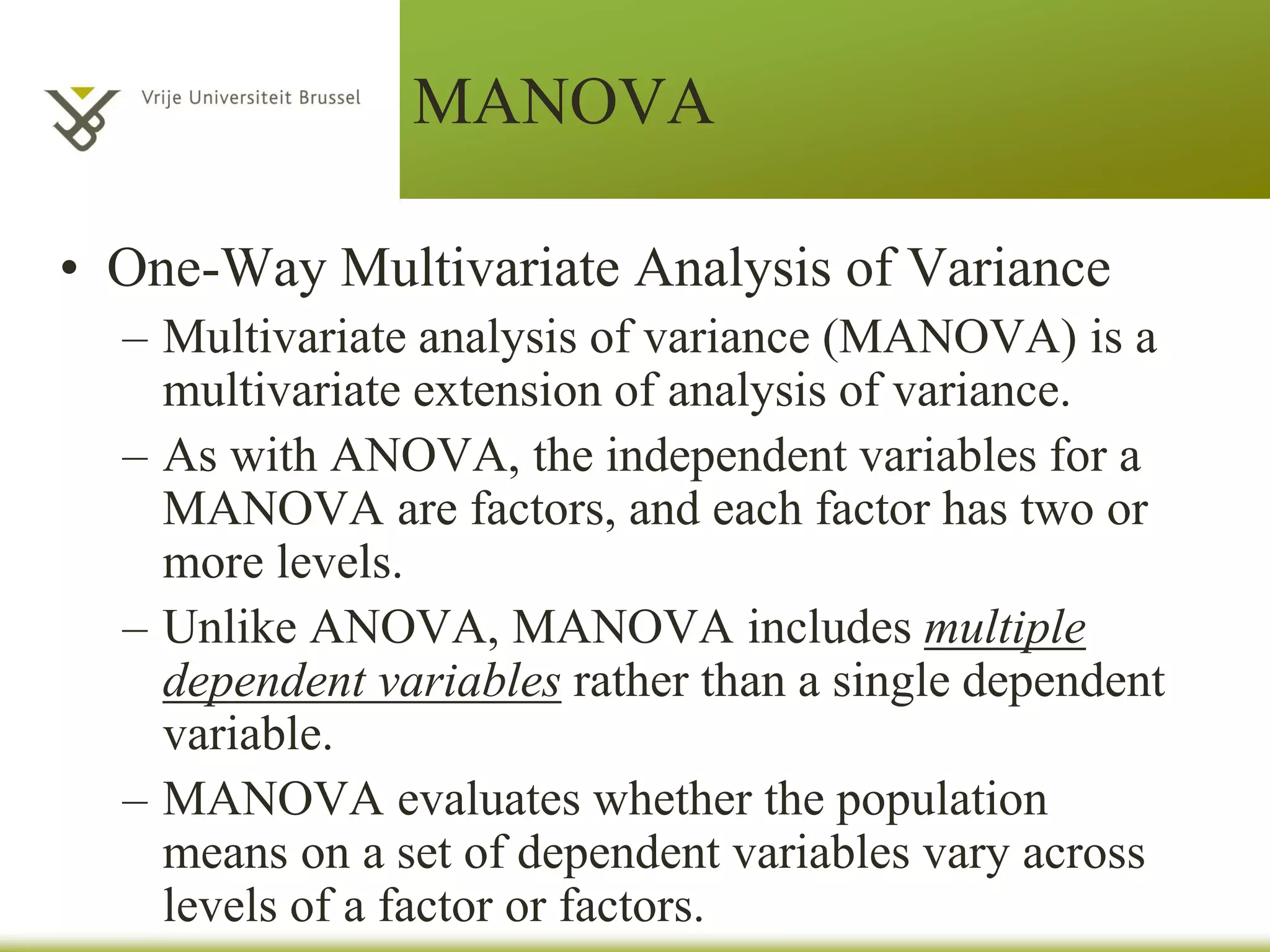 Practice 2: repeated measure ANOVA
(report)
Mauchly’s test indicated that the assumption of sphericity had
been violated, χ² (5) = 11.63, p < .05, therefore degrees of
freedom were corrected using Greenhouse-Geisser
estimates of sphericity (ε = .556). The results show that there
were no significant differences in essay marking among the
tutors, F (1.67, 11.71) = 3.7, p > .05.
 