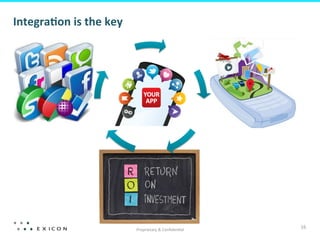 Integra=on	
  is	
  the	
  key	
  


                                	
                                   	
  

                         	
                                                 	
  
                                               	
  

                                       Proprietary	
  &	
  Conﬁden?al	
  
                                                                                   16	
  
 