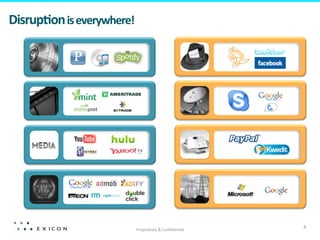 Disrup=on	
  is	
  everywhere!	
  




                                 Proprietary	
  &	
  Conﬁden?al	
  
                                                                      4	
  
 
