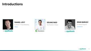 Introductions
2
DANIEL LEVY
Sr. Director - Product Marketing
@dlevy
ERAN BARLEV
Sr. Software Engineer
@eranbarlev
DZUNG NG...