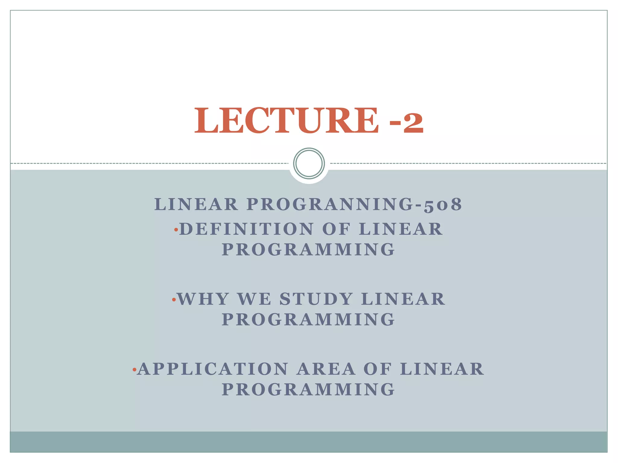 Applications of linear Programming | PPTX