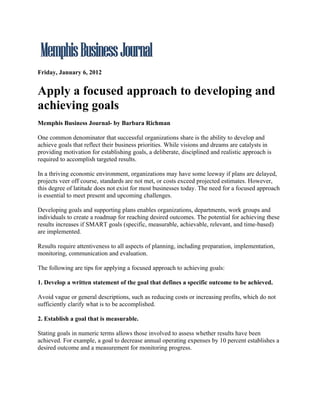 Apply A Focused Approach To Developing And Achieving Goals.1.6.12