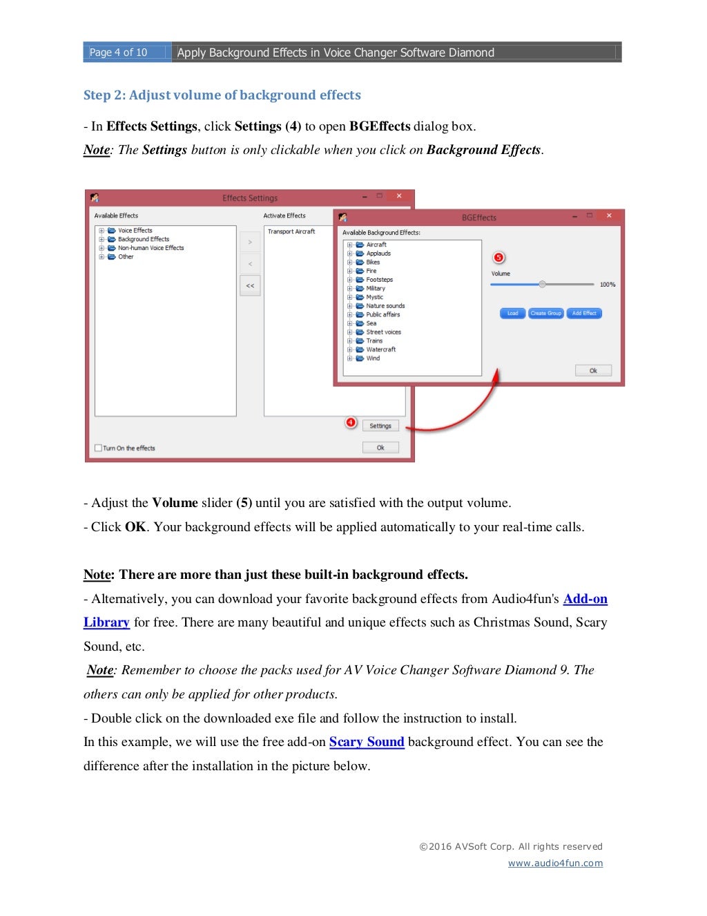 Apply Background Effects in Voice Changer Software