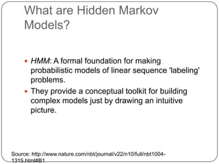 Applying Hidden Markov Models to Bioinformatics | PPTX