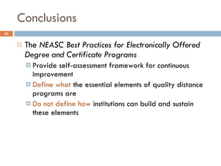 Applying NEASC Best Practices to Ensure the Quality of Online Programs