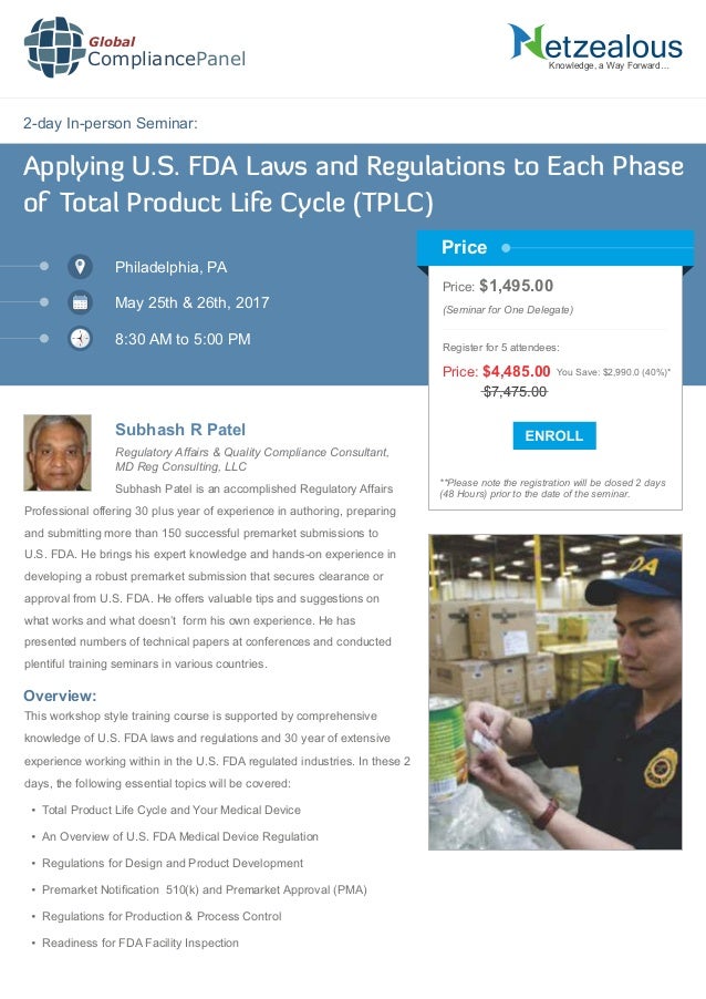Applying U.S. FDA Laws and Regulations to Each Phase of Total Product