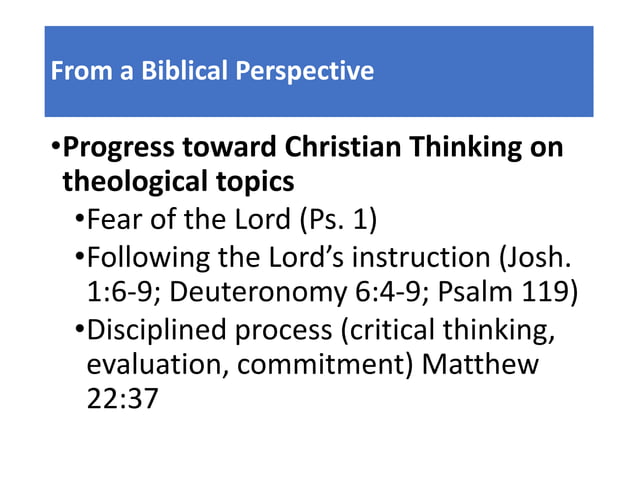 Applying a Biblical Worldview to the Assessment Process | PPTX
