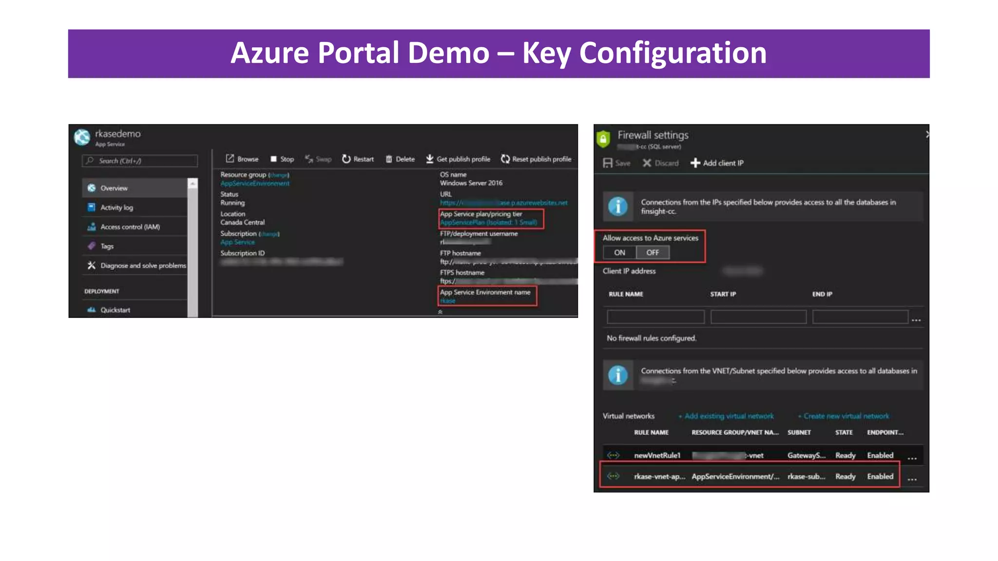 Azure Portal Demo – Key Configuration
 
