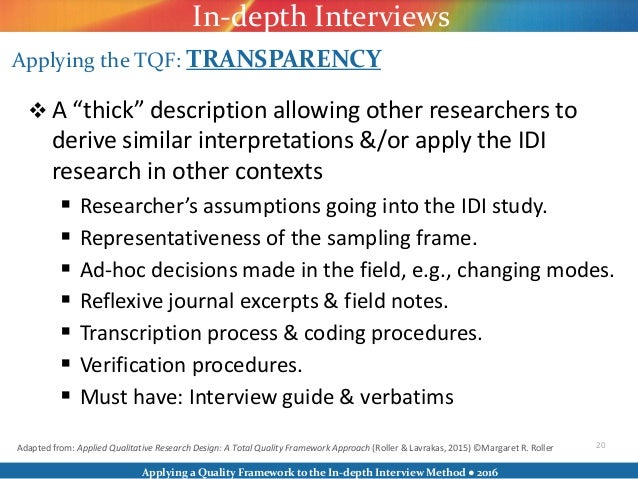 in data a r frame sampling Framework Method a to In depth Applying the Quality Intrerview