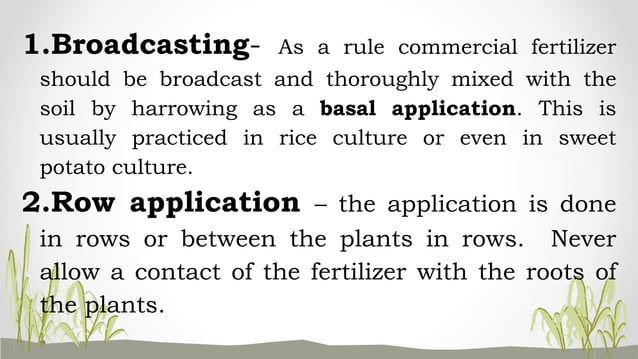 APPLYING BASAL FERTILIZER.pptx | Agriculture | Industries