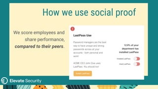 We score employees and
share performance,
compared to their peers.
How we use social proof
 