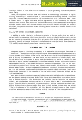 APPLYING CASE STUDY METHODOLOGY TO CHILD CUSTODY EVALUATIONS | PDF