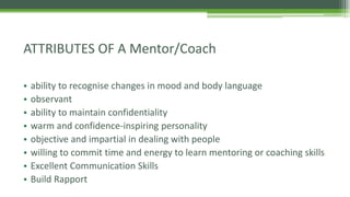 Applying coaching and mentoring strategies in the workplace
